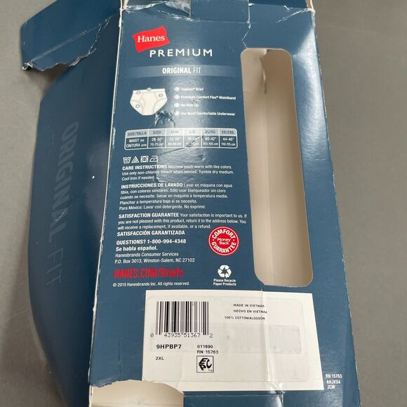 Hanes Men's Underwear Briefs White 7-Pack Tagless 2XL 44/46 Full Cut Fresh IQ - Picture 6 of 9